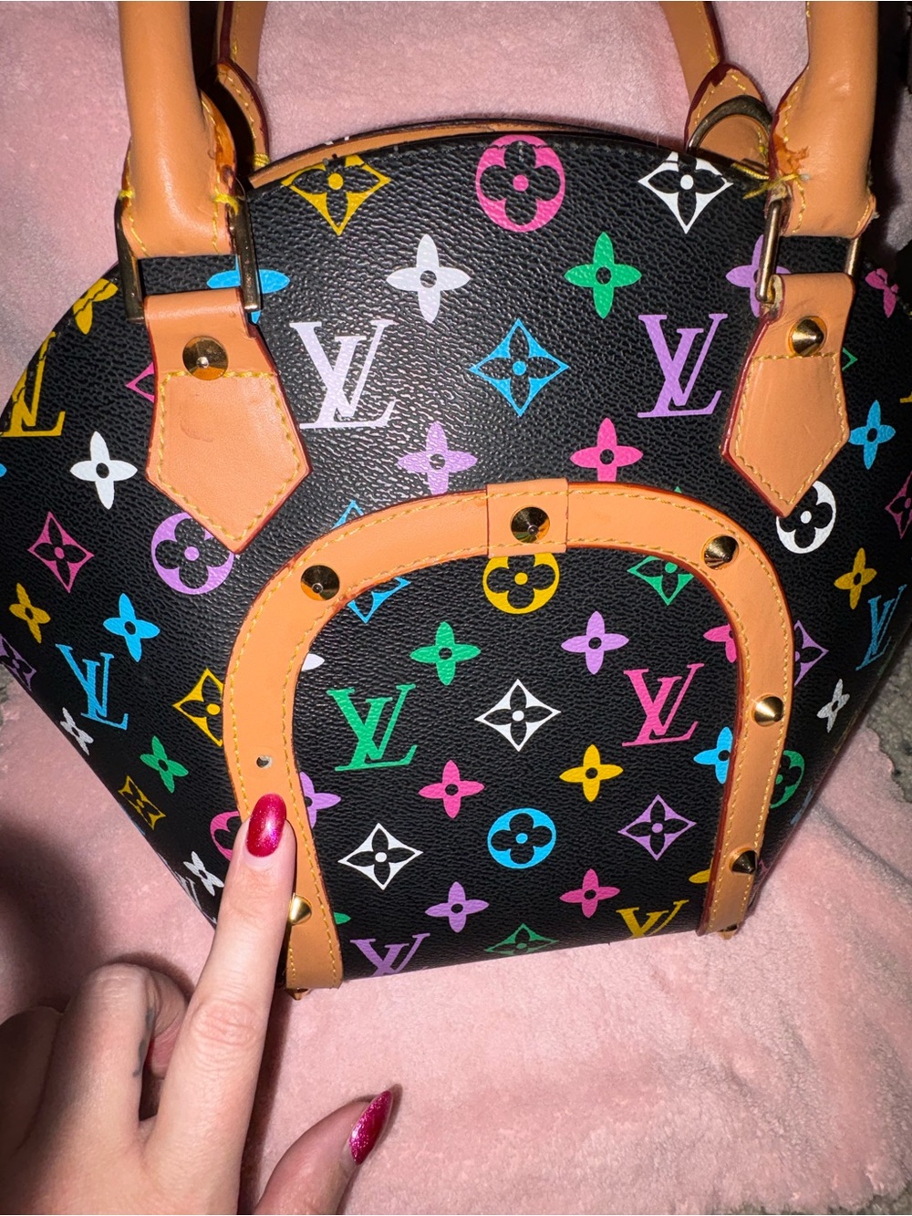 Multicolor Monogram Leather Satchel - Designer Style - Picture 4 of 10